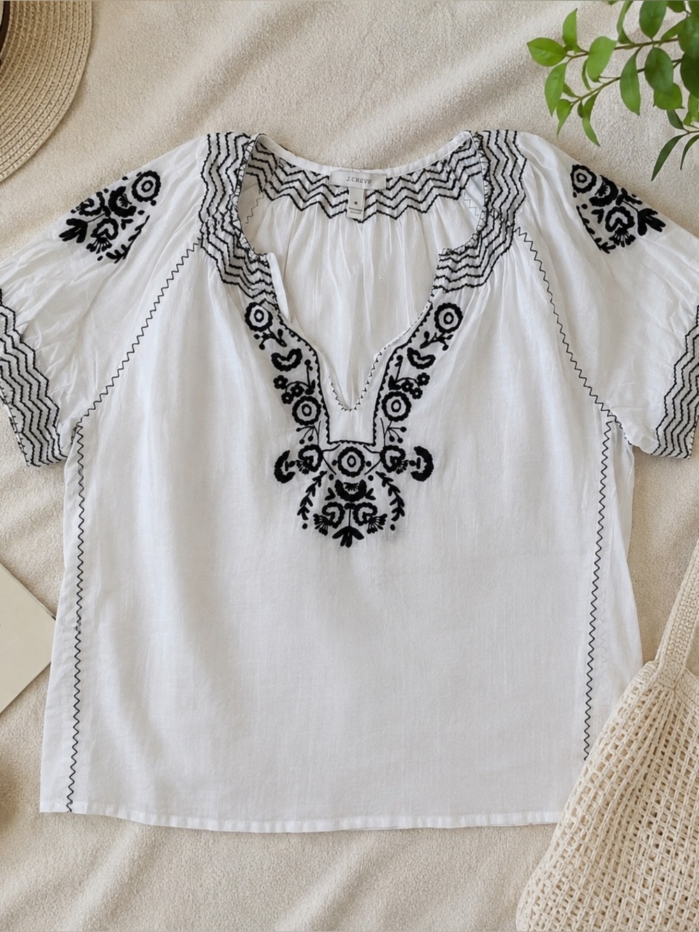 J.Crew Embroidered Boho Tunic Top Sz 8